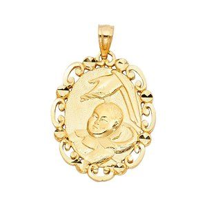 14K Yellow Gold Religious Baptism Pendant